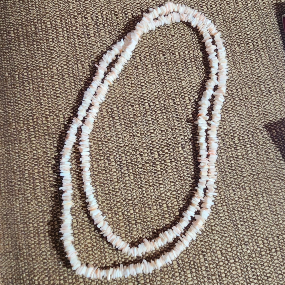 Square Cut Puka Clam Shell 35 inch Necklace